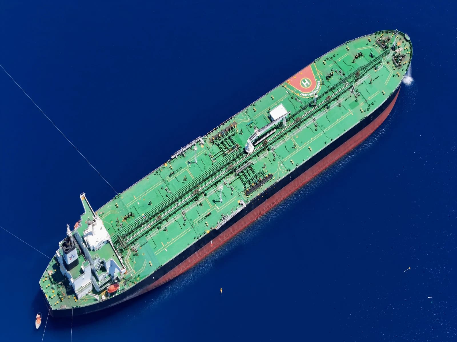 Aerial view of blue ocean with ships